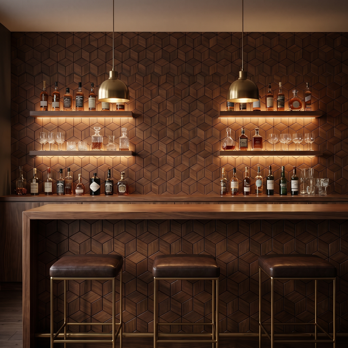 Lobelia Smoked Brown dekoratives Holz-Wandpaneel als Bar-Rückwand