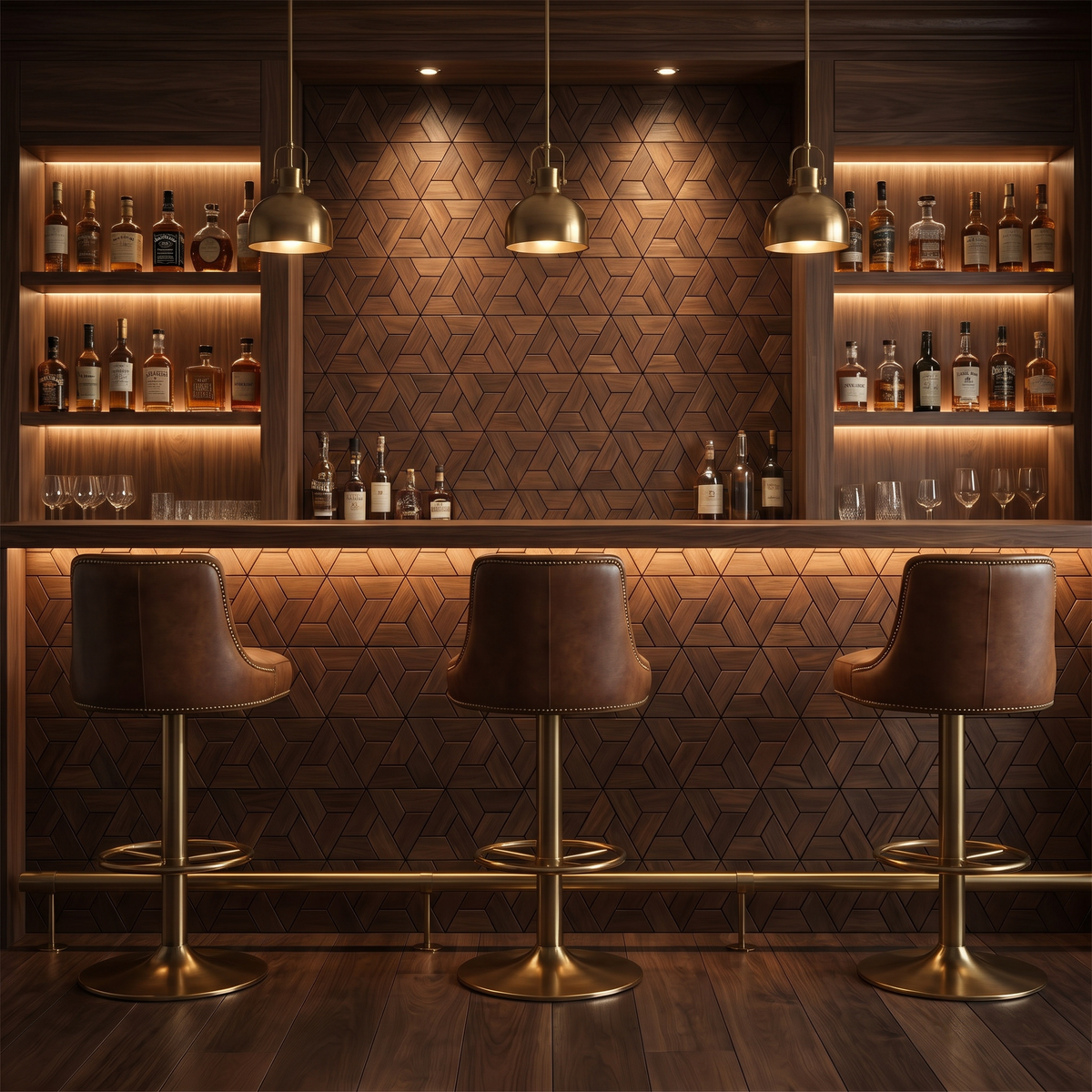 Aster Brown dekoratives Holz-Wandpaneel als Bar-Rückwand