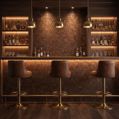 Aster Brown dekoratives Holz-Wandpaneel als Bar-Rückwand