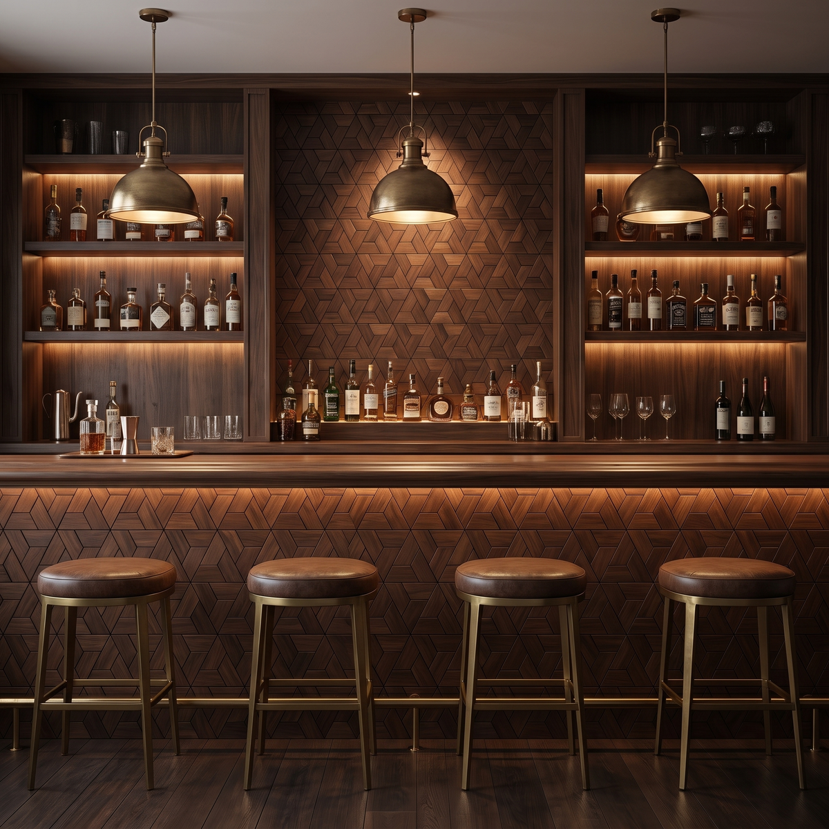 Aster Smoked Brown dekoratives Holz-Wandpaneel als Bar-Rückwand