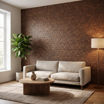 Aster Brown dekoratives Holz-Wandpaneel im modernen Wohnzimmer