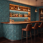 Gardenia Cadet Blue dekoratives Holz-Wandpaneel als Bar-Rückwand