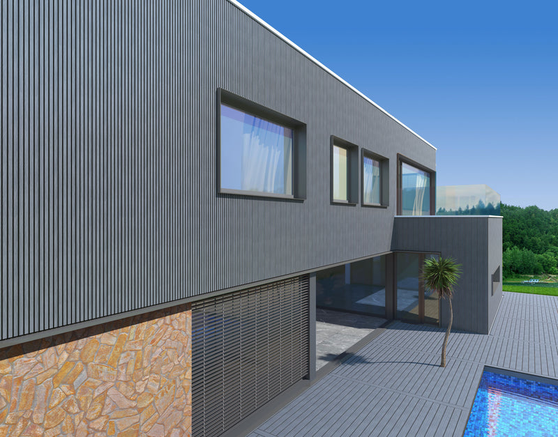 Außenpaneele Steingrau 290CM | Fassade | Garten | 3D Holzmaserung