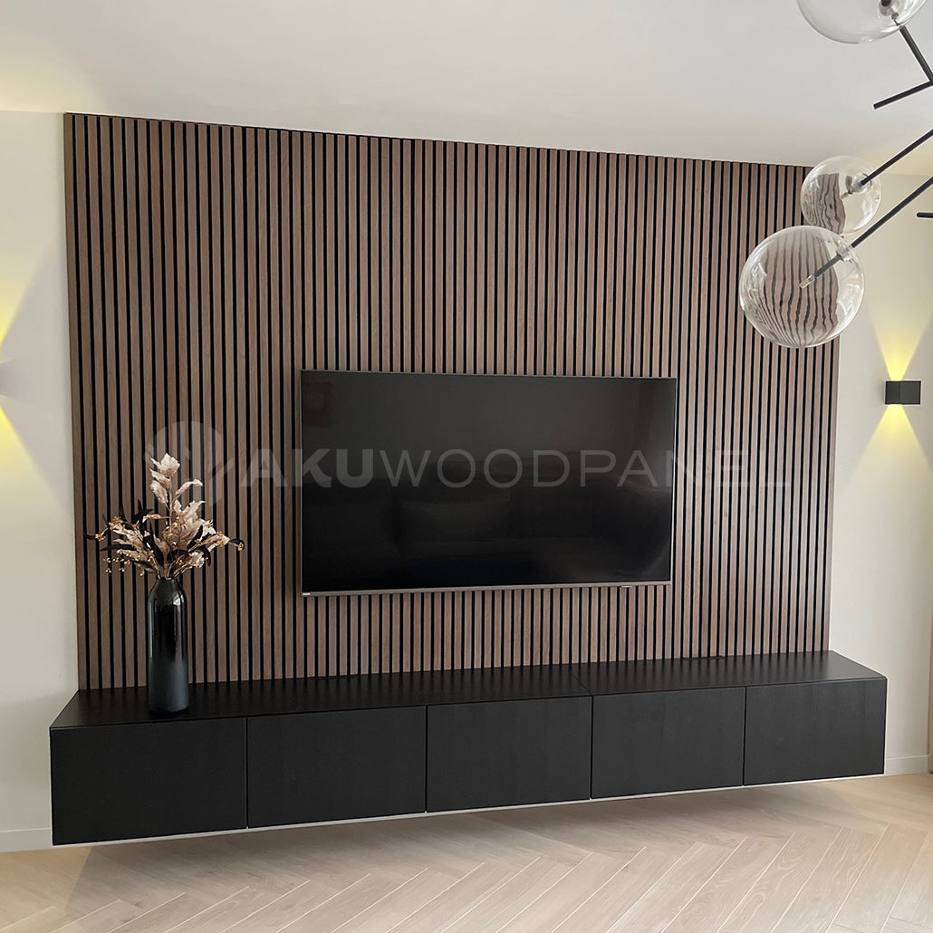 Akustikpaneele Walnuss | XL 300 cm x 60 cm | Dreiseitig Echtholzfurnier