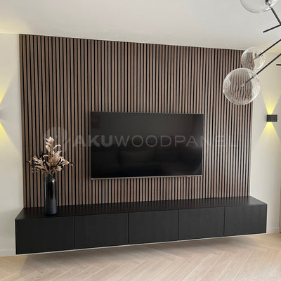 Akustikpaneele Walnuss | XL 300 cm x 60 cm | Dreiseitig Echtholzfurnier